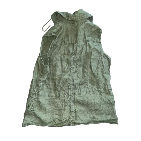 LAUREN RALPH LAUREN Olive Cargo Utility Sleeveless Linen Blouse Size M - Picture 3 of 6